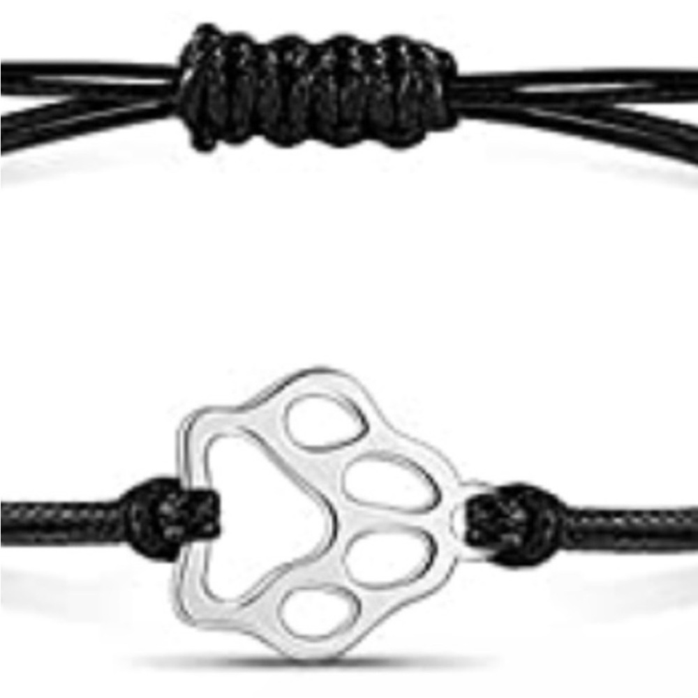 Stainless Steel Paw Print Adjustable Rope Bracelet - Picture 8 of 16